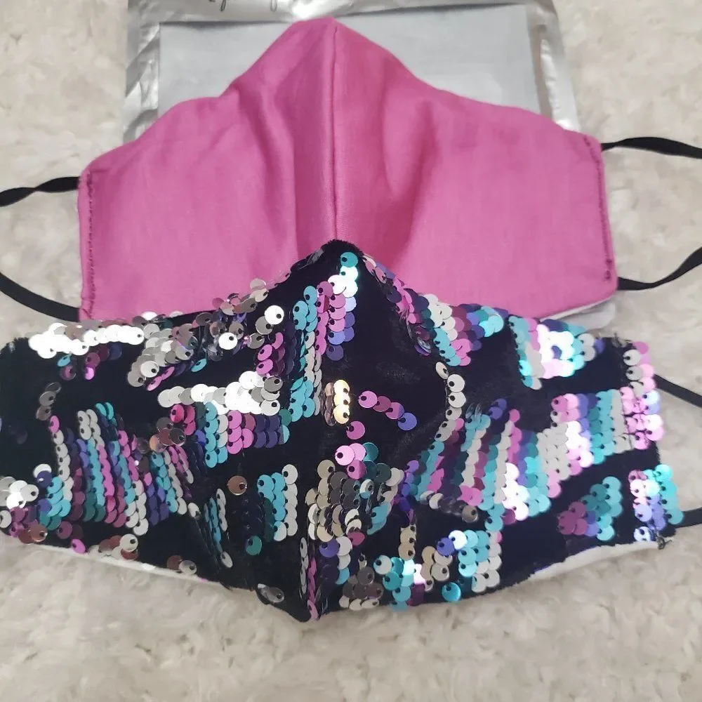 Fashion x2 Cloth Face Mask multicolor Sequin NWT